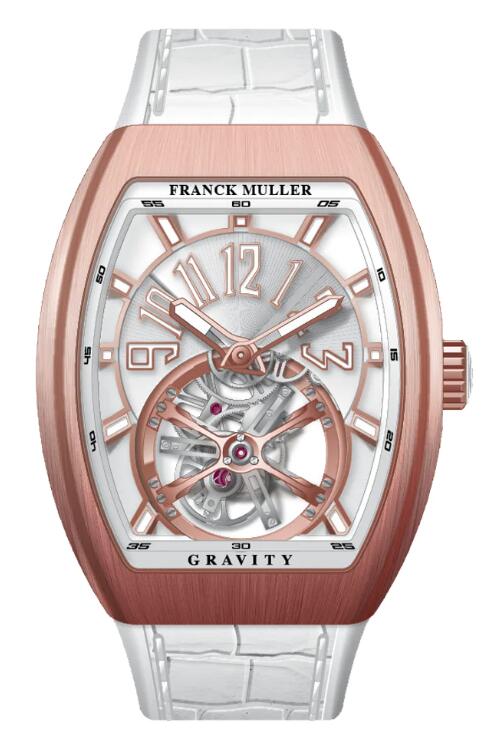 Buy Franck Muller Vanguard Gravity Tourbillon Brushed Rose Gold - White Replica Watch for sale Cheap Price V 41 T GRAVITY CS (BC) (BR) (5N) (BLC BLC 5NBR)